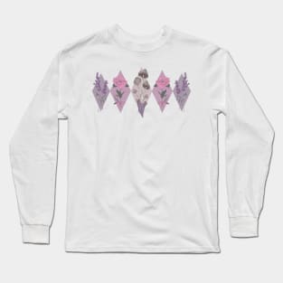 Flower and Mushrooms Peonies Lilac Long Sleeve T-Shirt